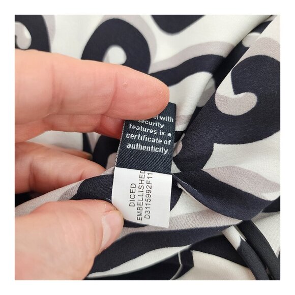 DIANE VON FURSTENBERG Diced Embellished Dress Silk Broken Waves Pockets - Picture 6 of 7